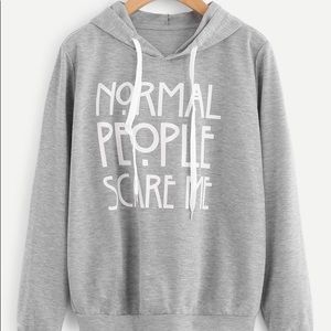 ‘Normal People Scare Me’ Grey Hooded Sweatshirt